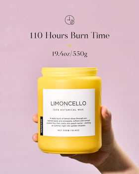 M&SENSE Limocello candle soy-wax label highlights clean, paraffin-free composition