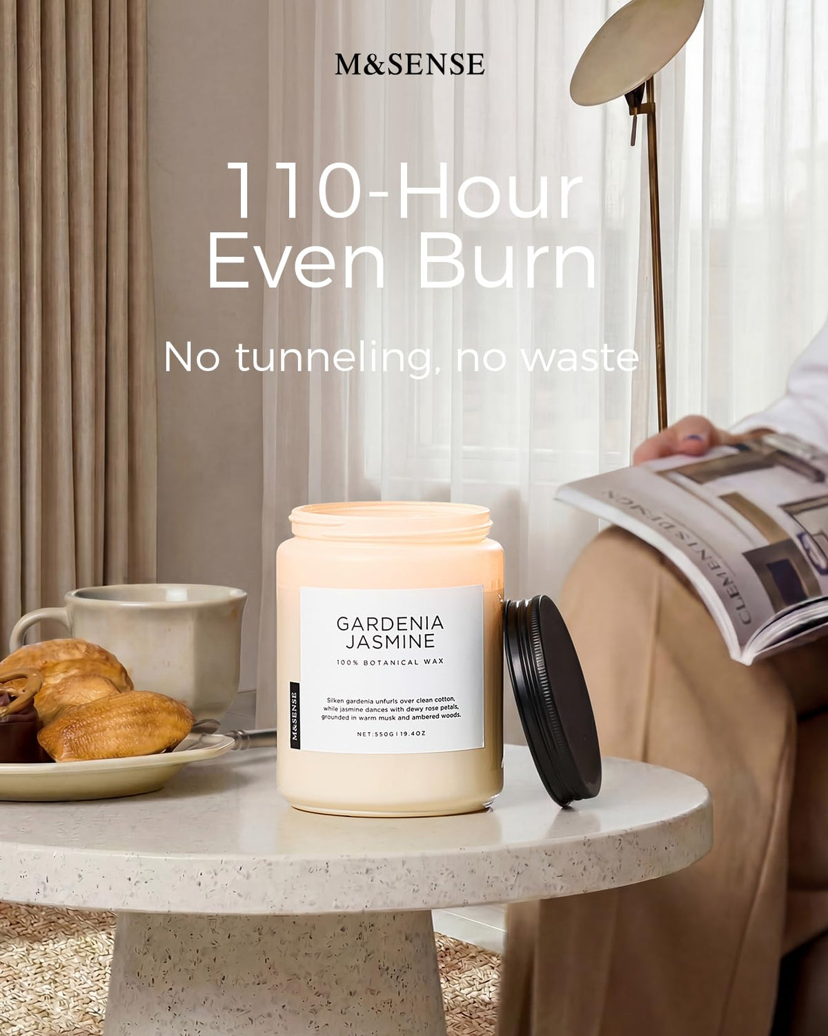 M&SENSE coverage for up to 300 sq ft ensures balanced aroma in living areas.