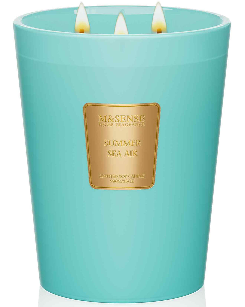 M&SENSE Summer Sea Air candle 35oz jar for bold scent and long burn
