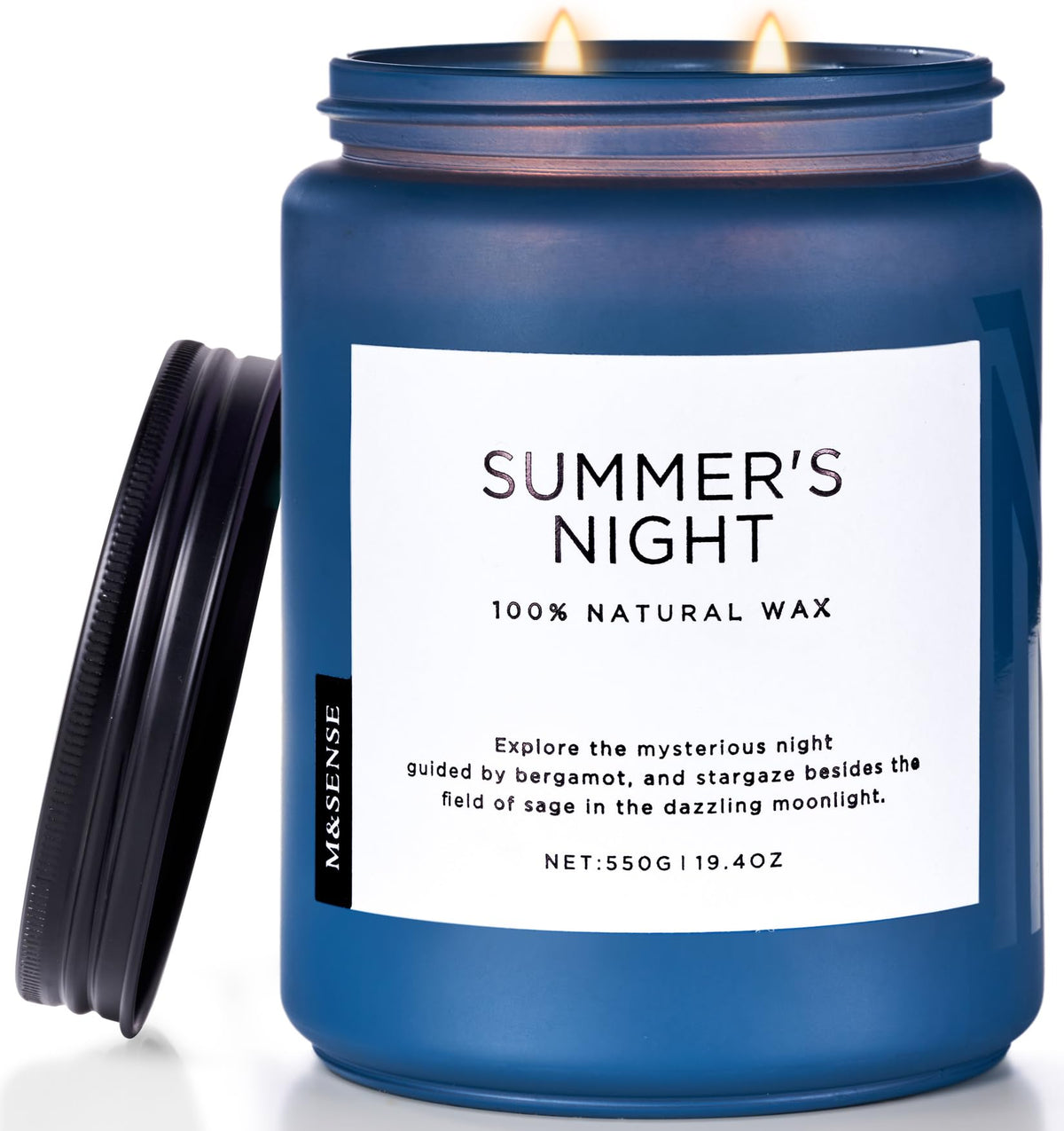 MSENSE Summers Night candle jar — clean burn and long-lasting fragrance for relaxing evenings.