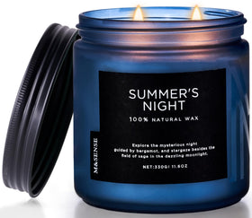 MSENSE Summers Night candle jar offers a soothing glow for intimate spaces.