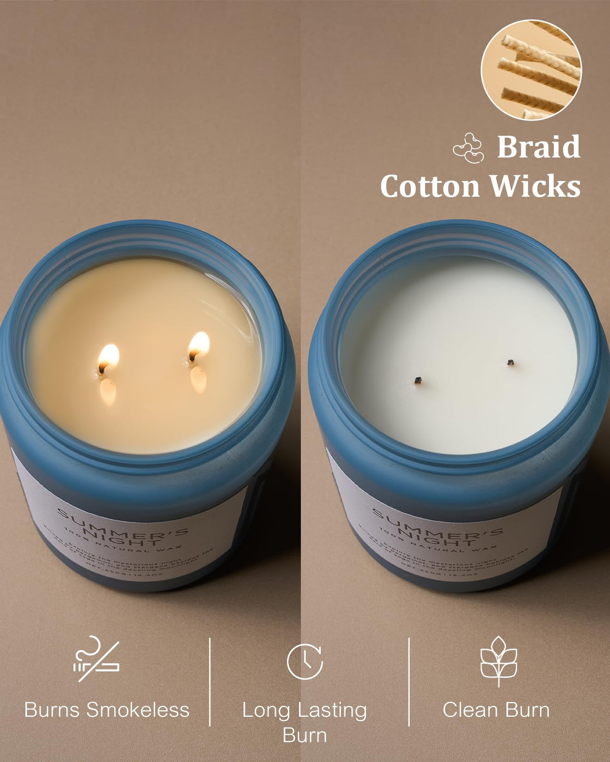 MSENSE Summers Night dual-wick — balanced fragrance from wall to wall.