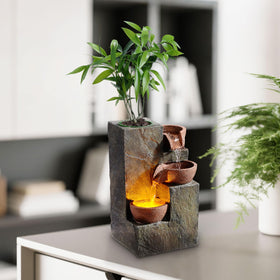 MSEONWXI fountain with warm LED light adding cozy glow to evenings