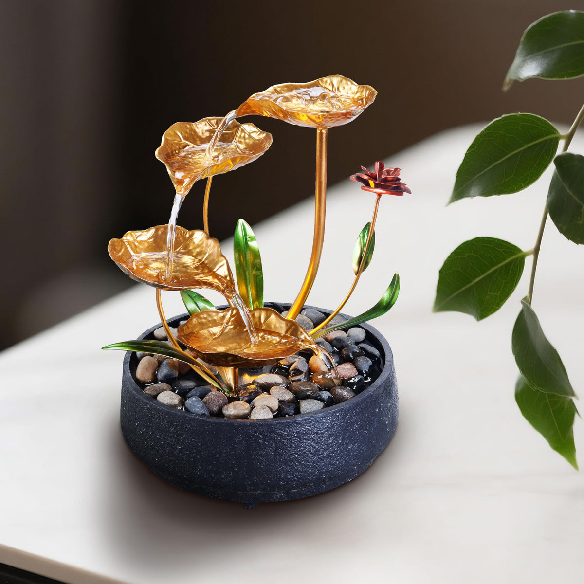 MSEONWXI fountain includes decorative pebbles for instant decor