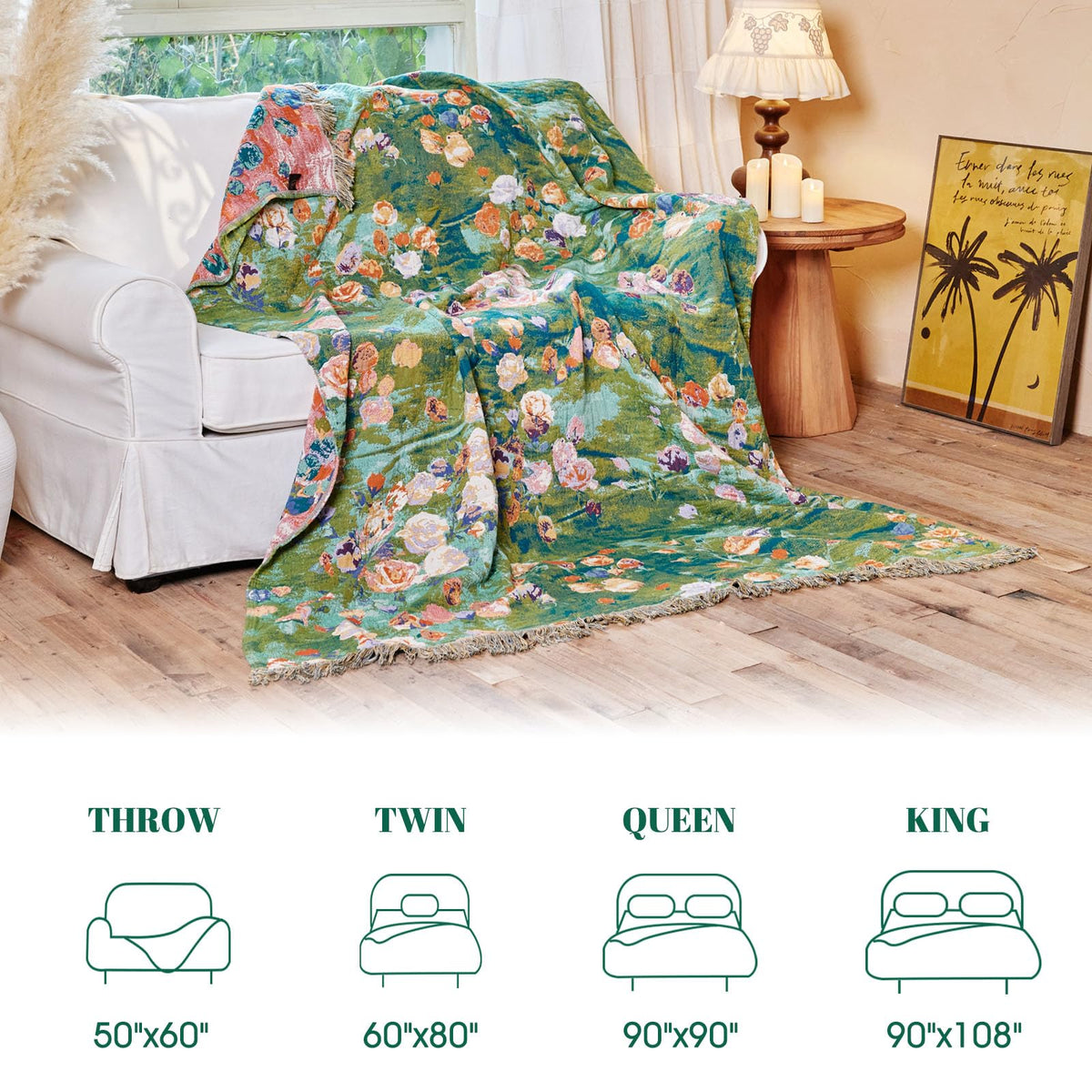 MSGKV throw used as furniture protection with a splash of color