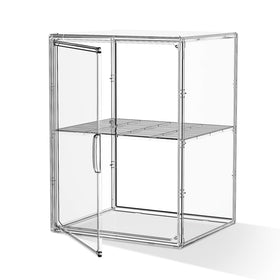 MSHOMELY acrylic display case front view showing crystal-clear visibility for collectibles.