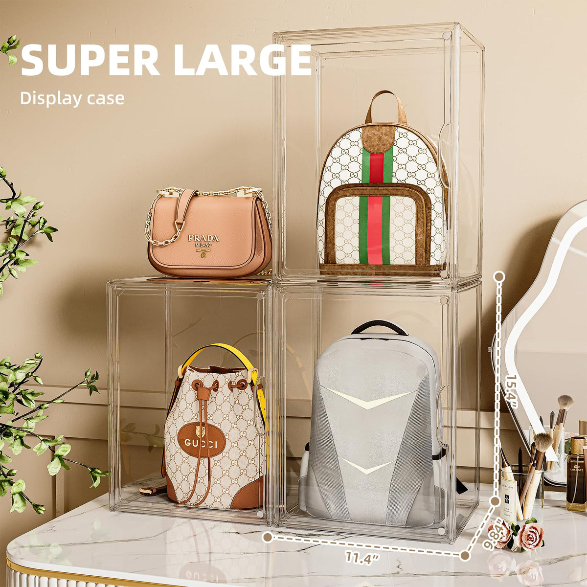 MSHOMELY clear acrylic display case highlighting transparent visibility