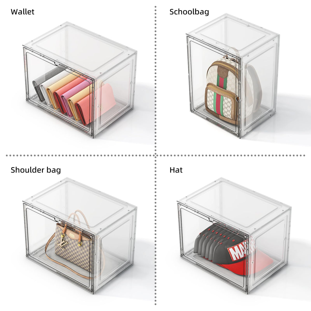 MSHOMELY closet storage bin for purses in white enables organized wardrobe.
