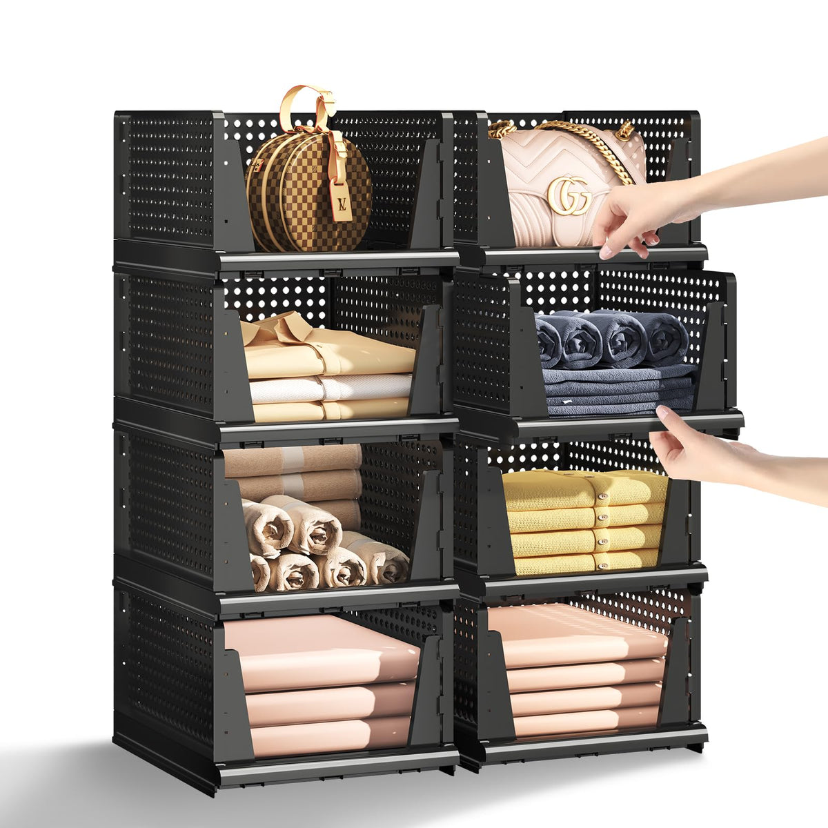 MSHOMELY folding closet organizer assembly shows quick setup in small spaces.