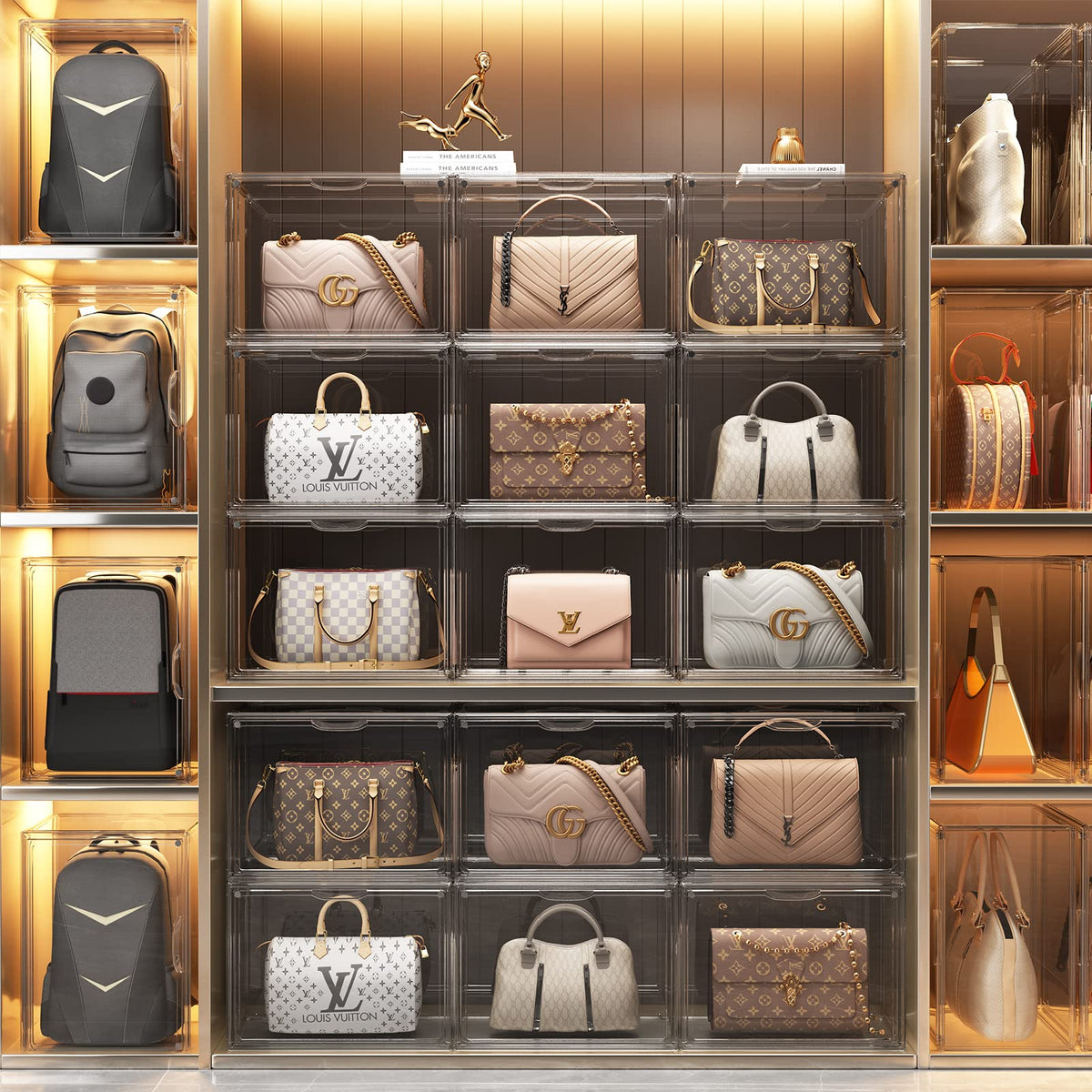 MSHOMELY large stackable organizer preserving bag shapes with stability