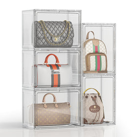 MSHOMELY purse organizer stackable display shows handbags clearly.