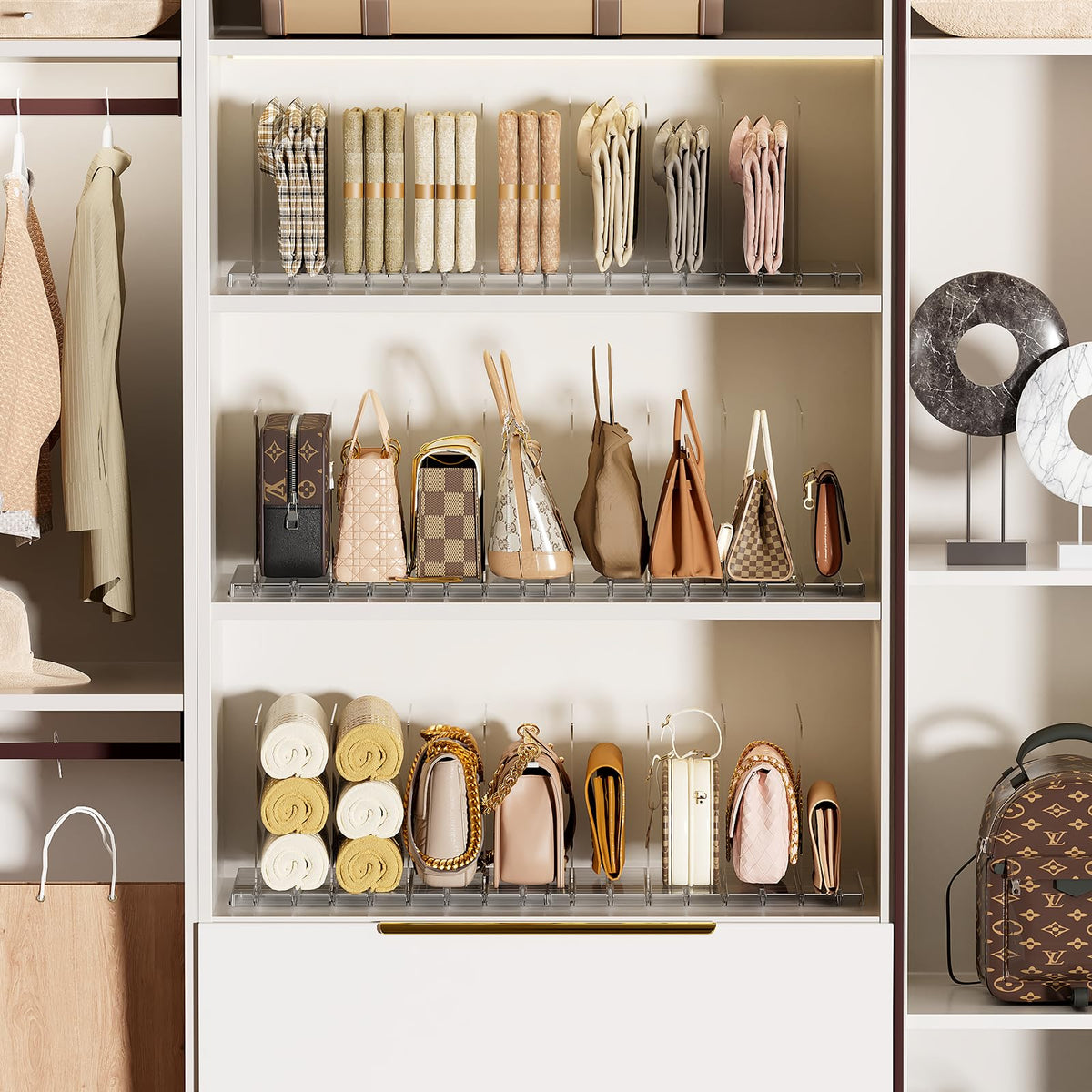 MSHOMELY purses neatly separated and upright, saving closet space