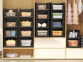 MSHOMELY slide-out closet organizer provides front-to-back access.