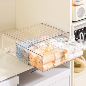 MSHOMELY drawer organizer showing socks and underwear neatly separated for quick access.