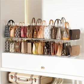 MSHOMELY stackable bag organizer front view keeps purses upright and closet tidy