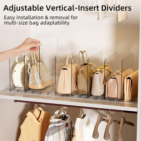 MSHOMELY stackable bag organizer side view highlights clear visibility of handbags