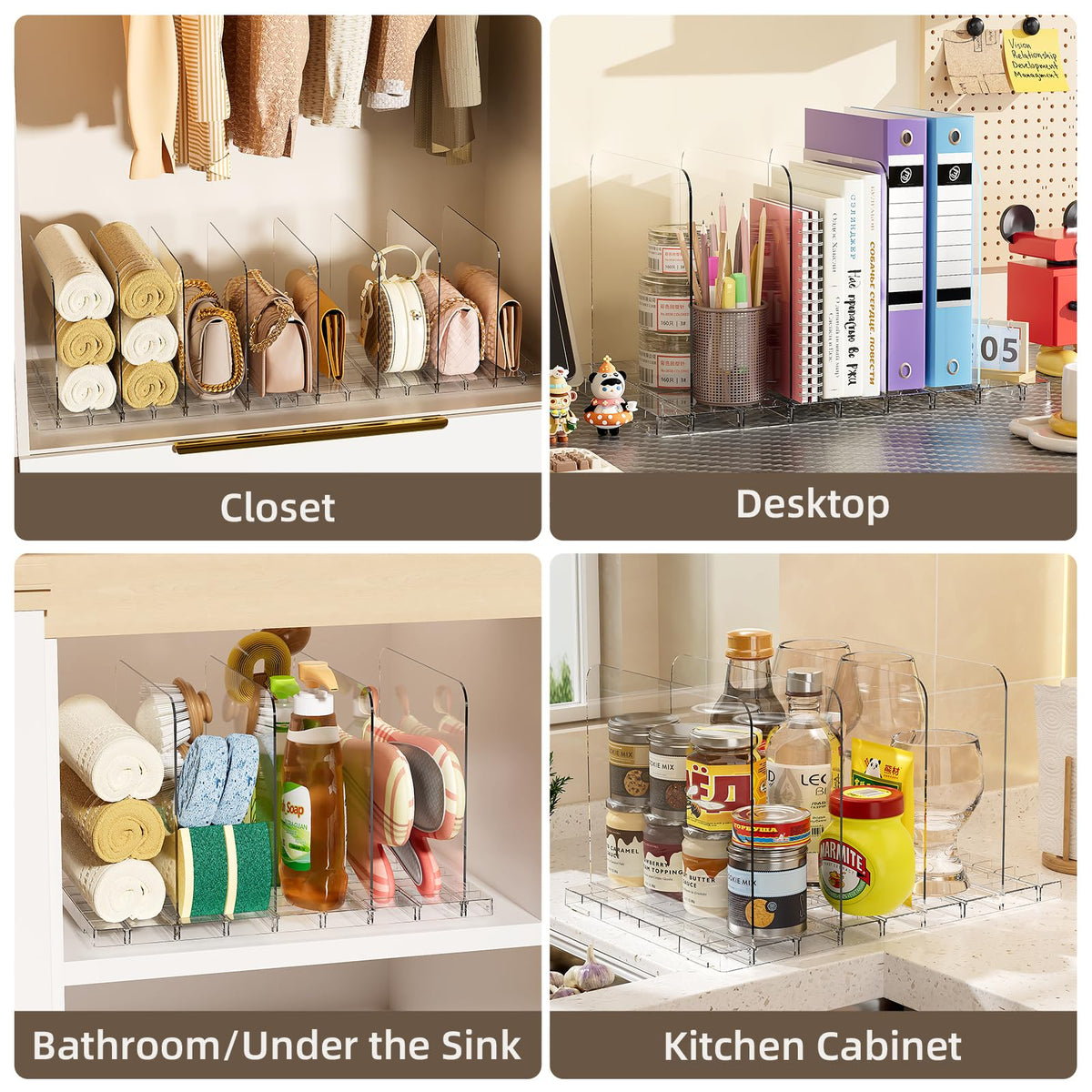 MSHOMELY clear dividers provide quick access and easy bag selection