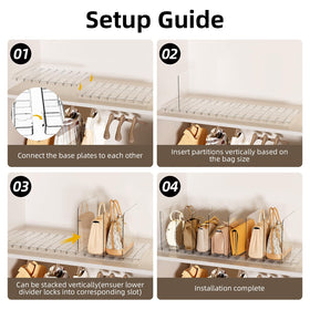 MSHOMELY adjustable divider slots ensure stable bag storage