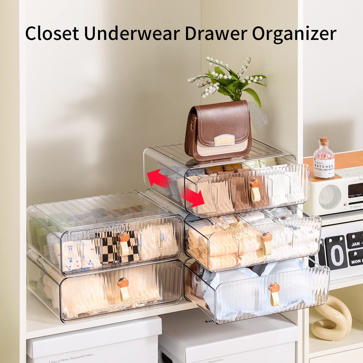 MSHOMELY stackable dividers close-up showing customizable compartments.