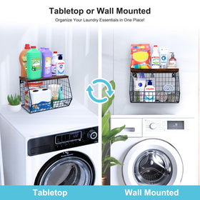 MSJGA wall-mounted wire shelf unit ready for detergent and tissues