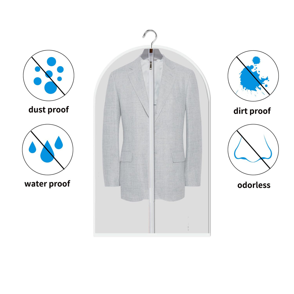MsKitchen garment bags protect delicate fabrics from dust and moisture.