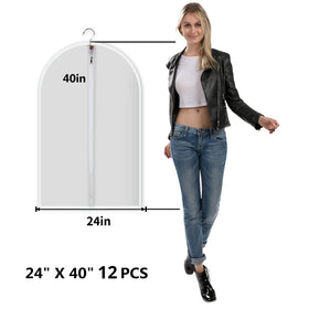 MsKitchen garment bags full zipper closeup demonstrates easy access and dust protection.