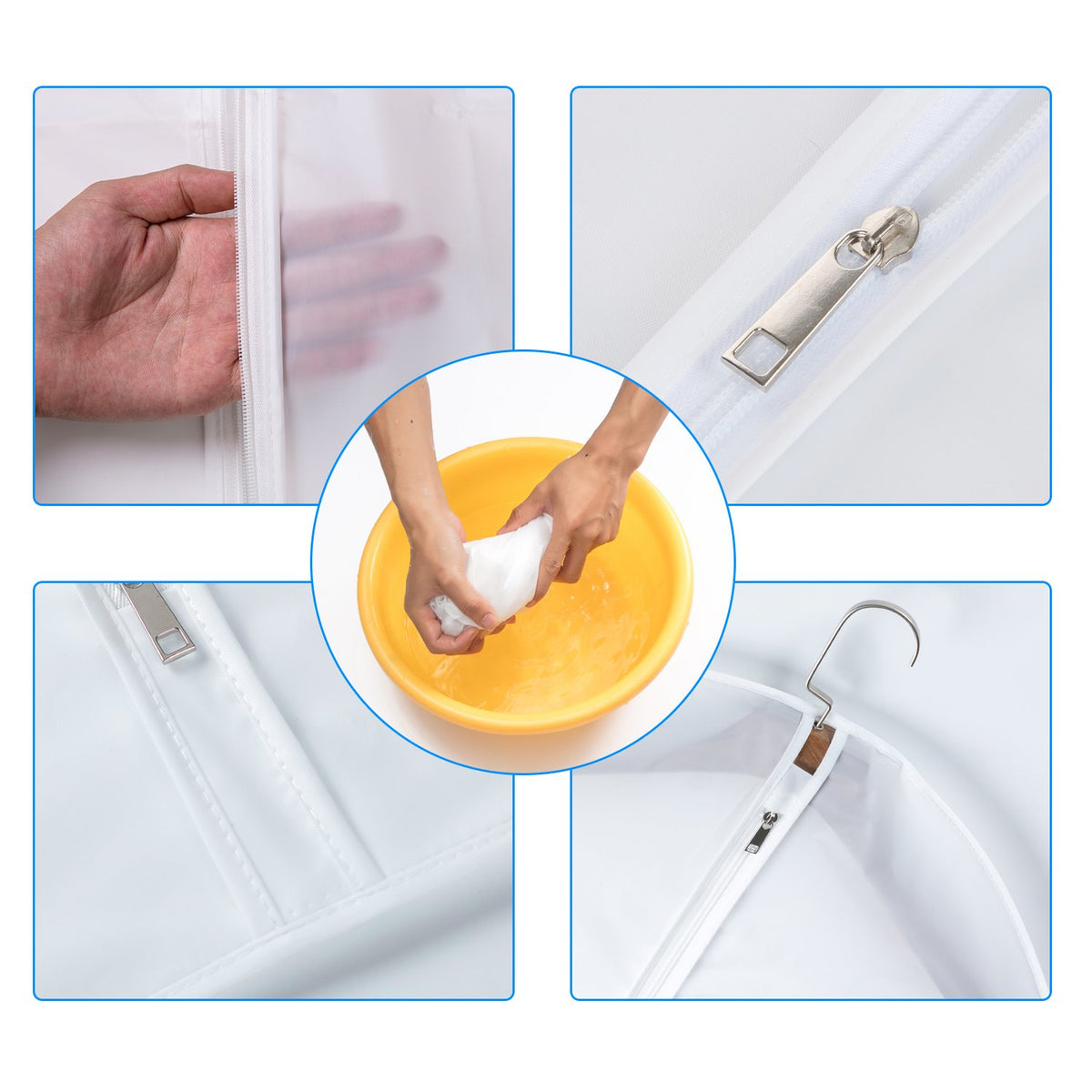 MsKitchen reinforced top opening emphasizes rip-resistance during hanger insertion.