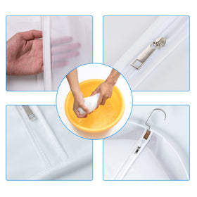 MsKitchen reinforced top opening emphasizes rip-resistance during hanger insertion.