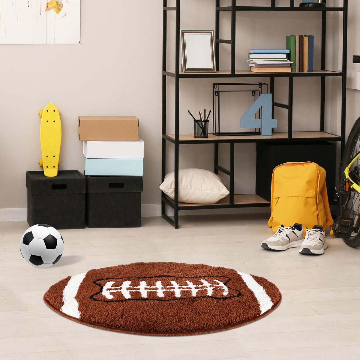 MSYA bedroom decor rug adds vibrant sport flair to a kid's space