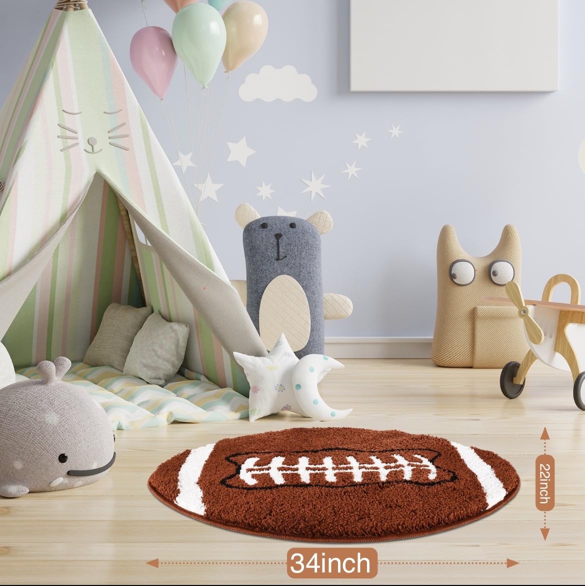 MSYA football rug with non-slip back keeps kids safe on any floor