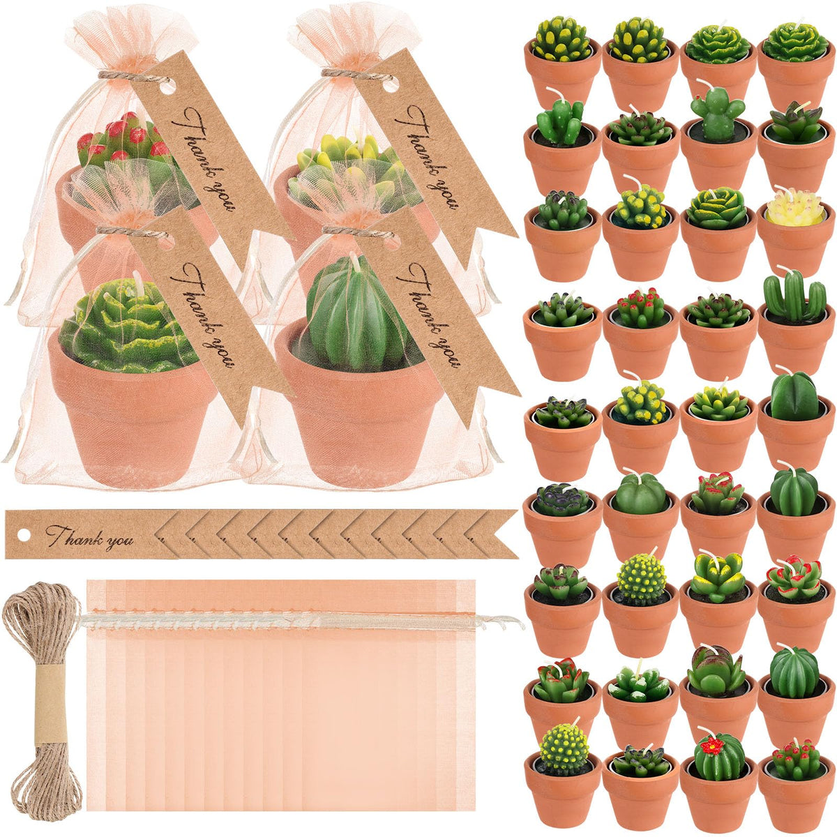 MTLEE succulent tealight candles in terracotta pots for elegant centerpieces