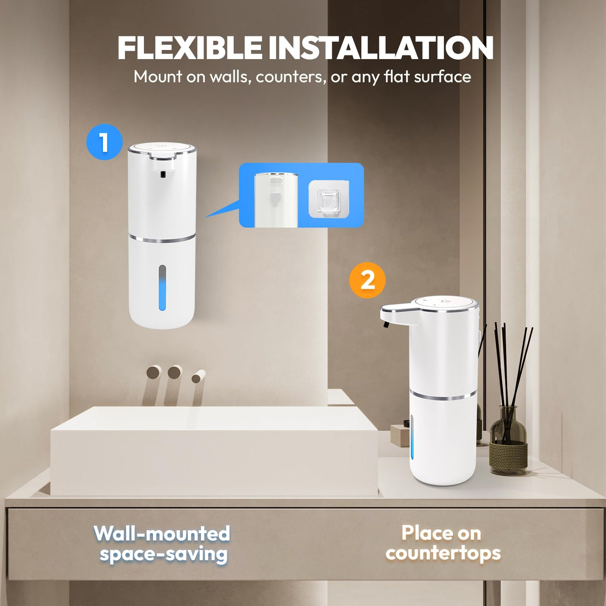 MTYGK adhesive mounting kit offers drill-free installation.