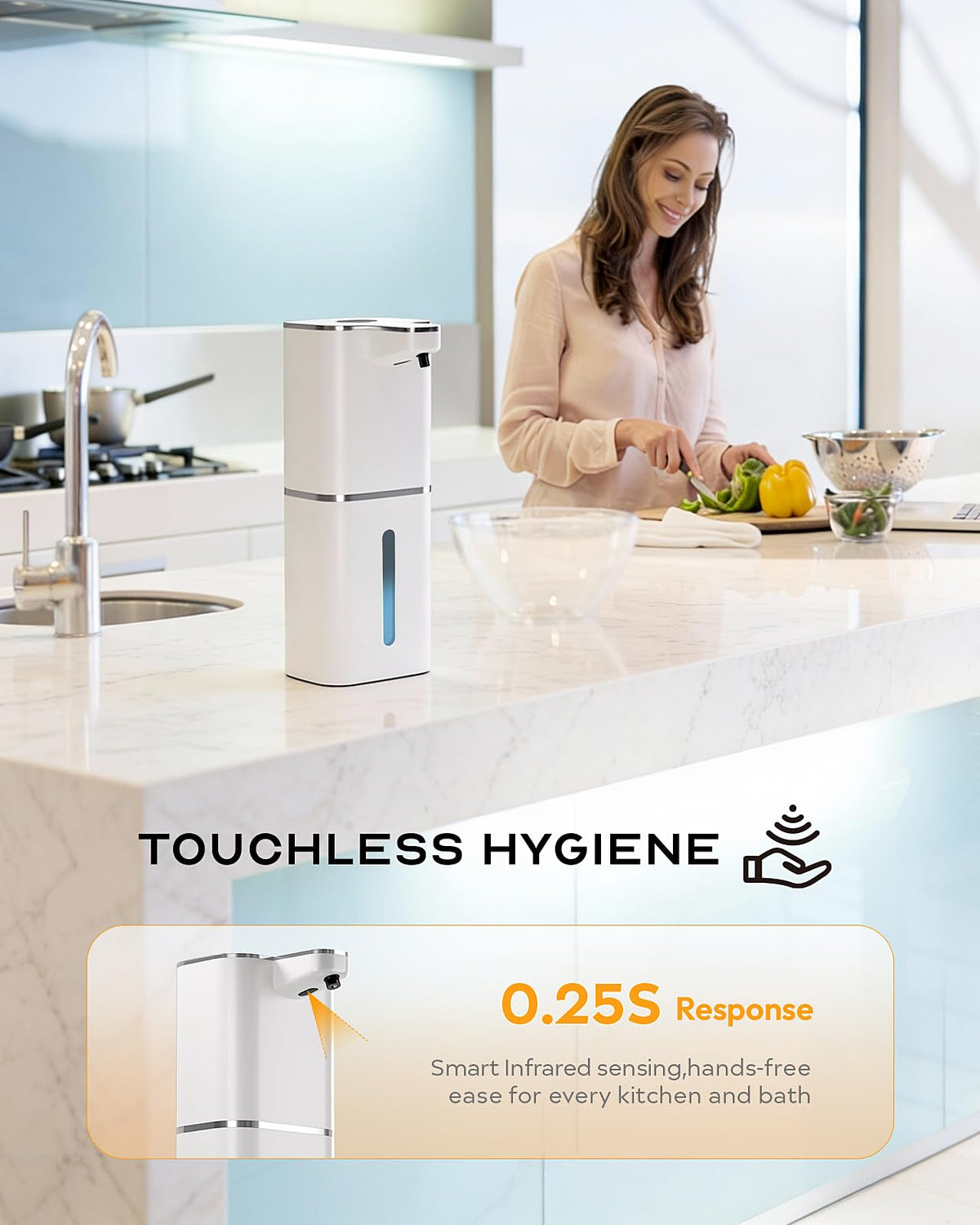 MTYGK soap dispenser side view highlights compact wall-mount design.
