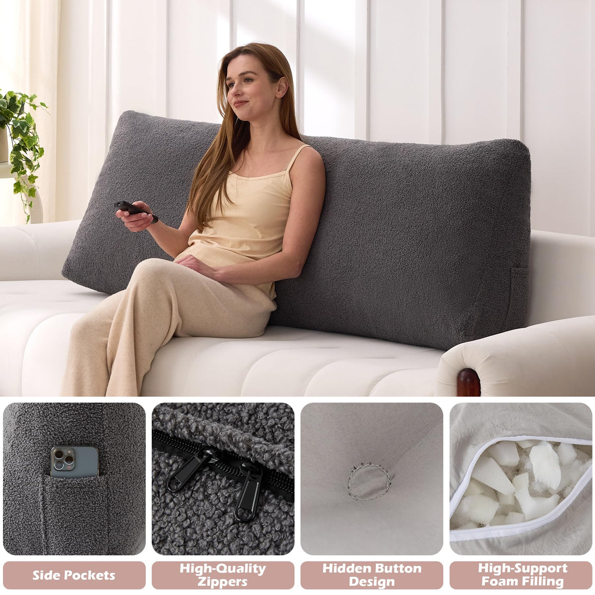 MuaMelop headboard daybed pillow shown on a sofa for cozy lounging
