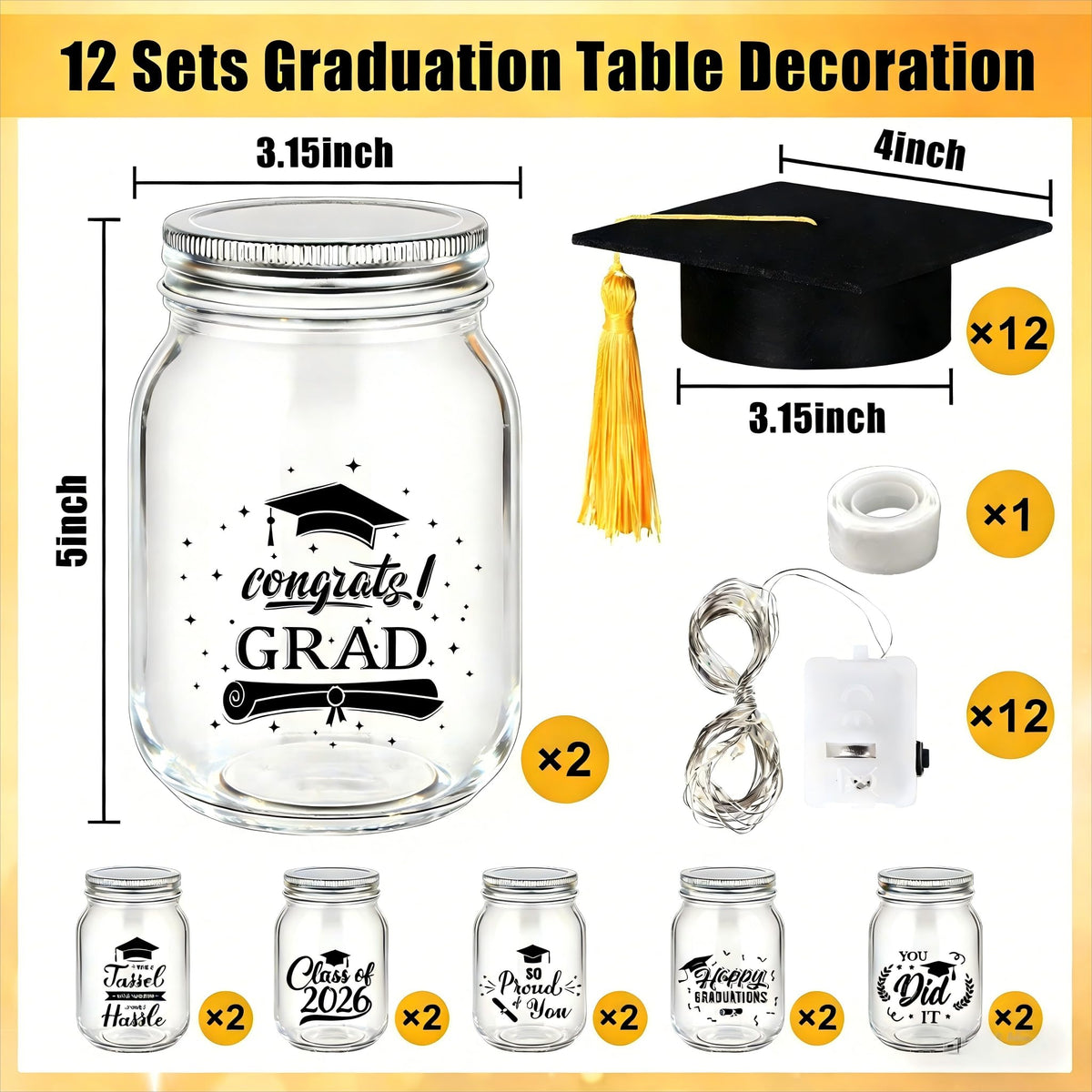MUDEREK printed-design graduation jar adds inspirational decor to photos and tabletops.