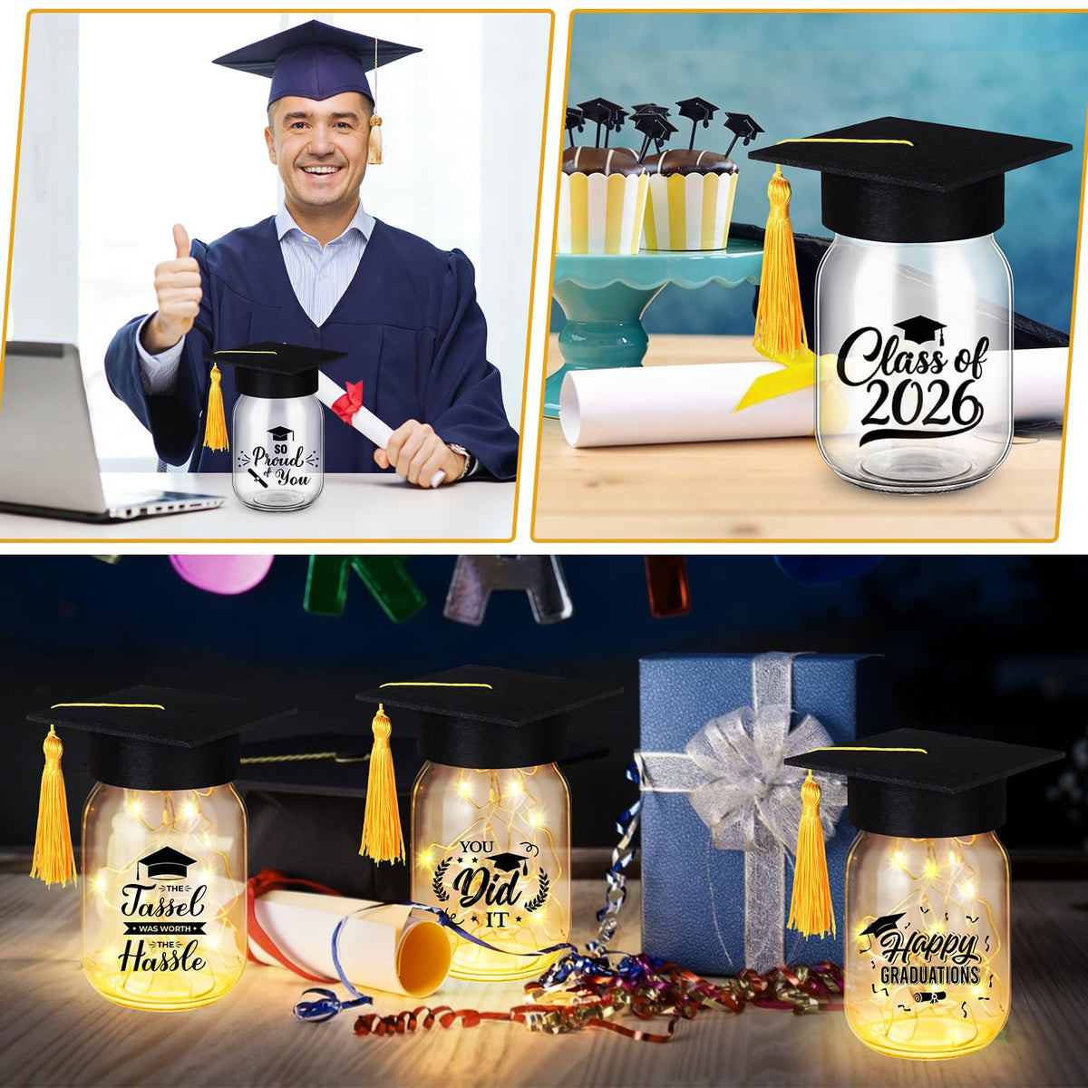 MUDEREK graduation table centerpiece set elevates decor with cohesive celebratory style.