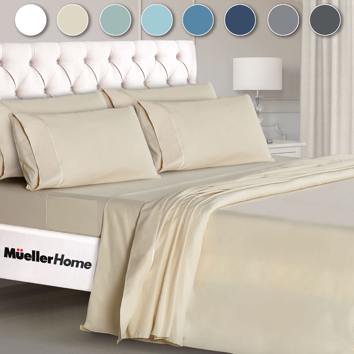 Mueller Home queen pillowcases 20x30 for daily comfort and durability