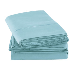 Mueller Home Ultratemp aqua-colored room setup evokes calming hotel ambience