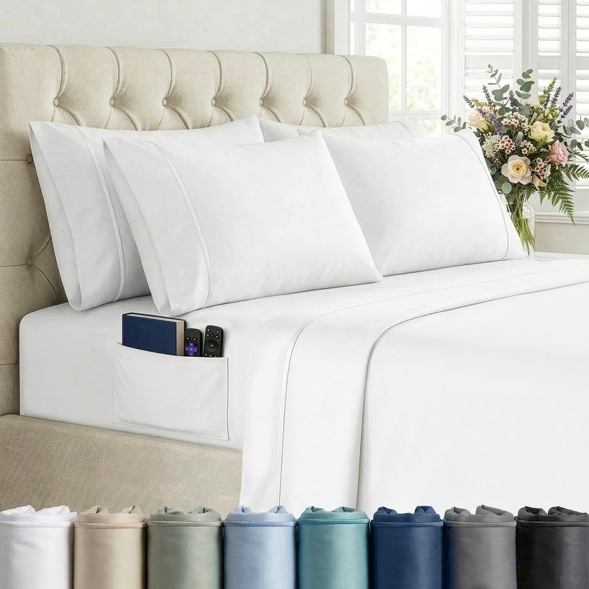 Mueller Home Ultratemp cooling queen sheets highlight breathable comfort for hot sleepers.
