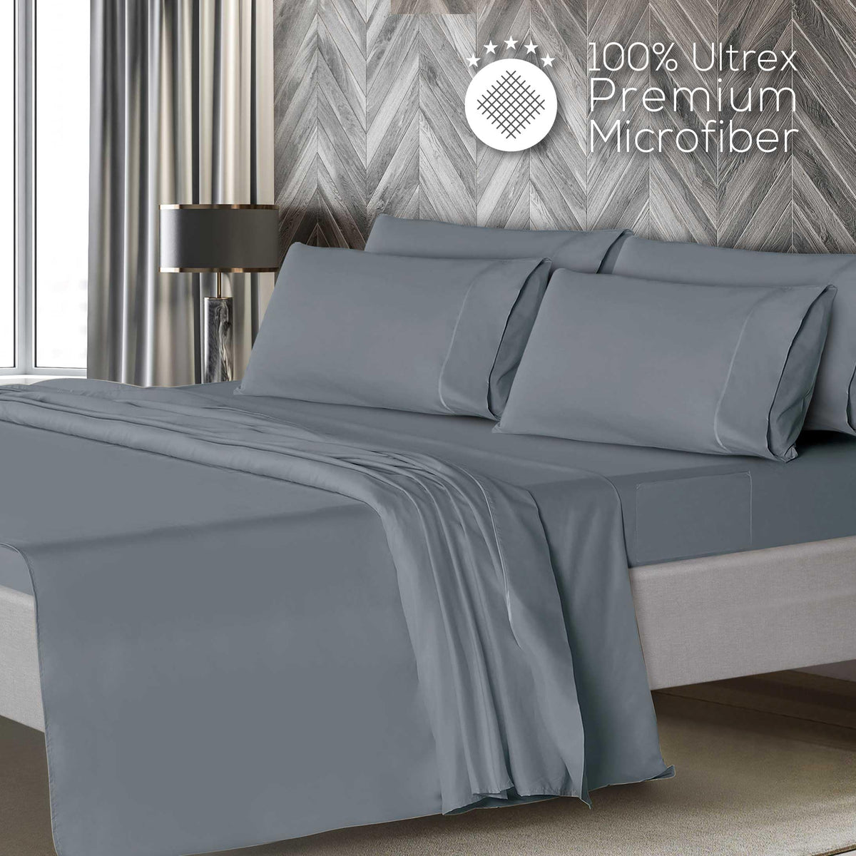 Mueller Home UltraTemp deep-pocket fitted sheet fitting a queen mattress