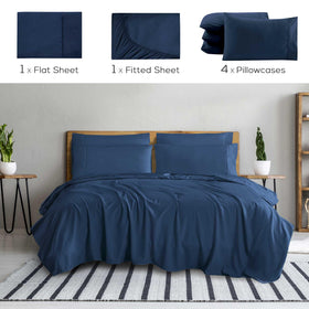 Mueller Home UltraTemp king fitted sheet with deep pockets up to 16 inches for snug fit.