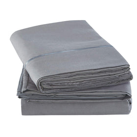 Mueller Home UltraTemp king-sheets light gray color for modern, versatile bedroom aesthetic.