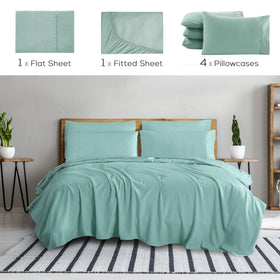 MUELLER HOME UltraTemp queen fitted sheet demonstrates deep-pocket secure fit
