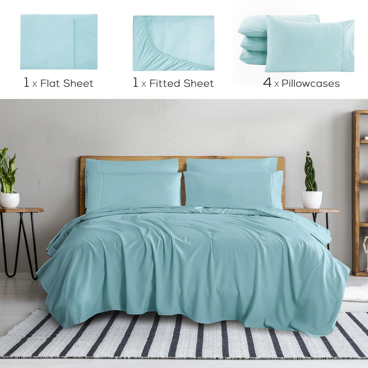 Mueller Home Ultratemp queen fitted sheet hugs a 16-inch mattress depth securely