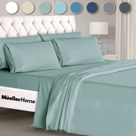MUELLER HOME UltraTemp queen flat sheet shows silky softness and cooling touch