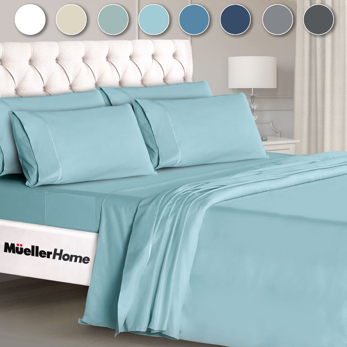 Mueller Home Ultratemp queen flat sheet showing silky softness and cooling comfort