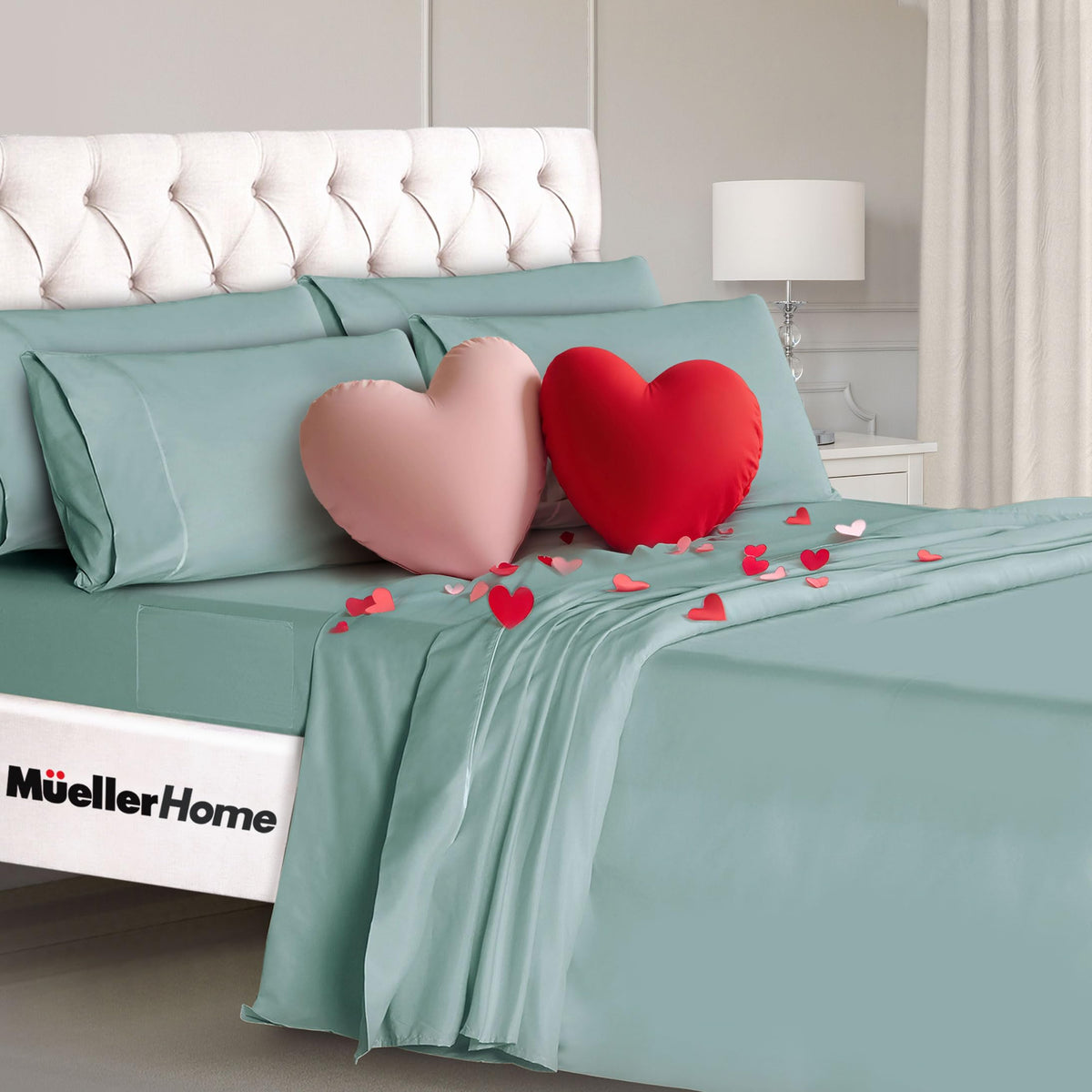 MUELLER HOME UltraTemp queen sheet light teal finish with hotel-quality shine