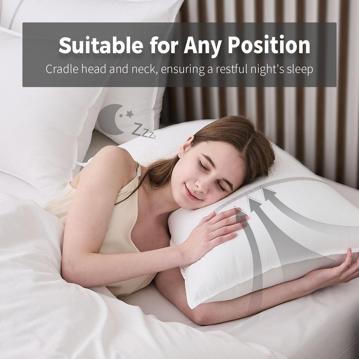 MUFEW soft yet supportive pillows suit side, back, and stomach sleepers.