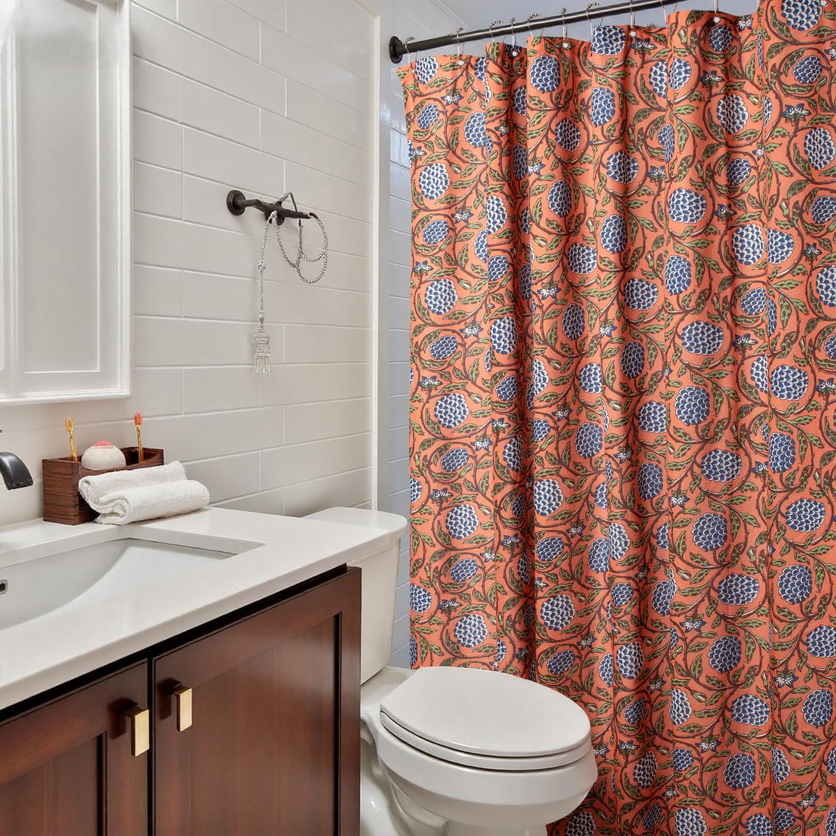 MUGINYU cotton blend curtain with soft drape and floral pattern.