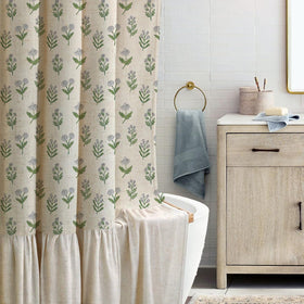 MUGINYU shower curtain with rust-resistant grommets for durable hanging.